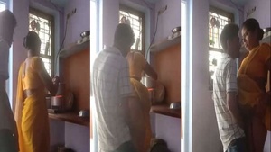 A young man seduces his older Bhabhi in the kitchen while she is cooking.