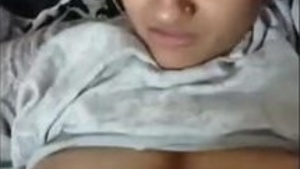 Beautiful girlfriend getting cum on her beautiful boobs