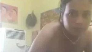 Hot scene of the desi wife showing her panty and undressing for her partner