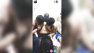 Small boobed cam girl gets phone sex with a threesome of Indian studs.