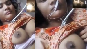 Big breasted Bangladeshi woman shows her charms during a video call