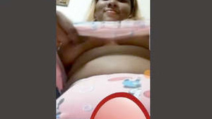 My beautiful girlfriend is showing off her big boobs on video chat.