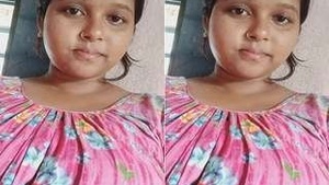 Beautiful girl shows her breasts and vagina