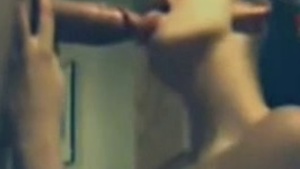 Pretty girlfriend gives great blow job for the first time.