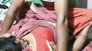 Hot milf in a sari has sex with a cock while her son is sleeping.