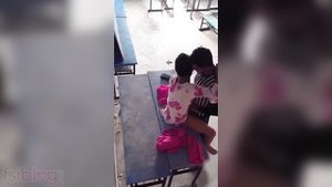 A college girl having sex with her boyfriend on a bench