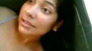 Young and innocent girlfriend gets intimate with man in the car for the first time.