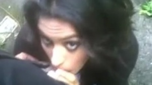 NCR college girlfriend gives deepthroat blowjob outdoors