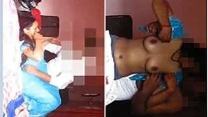 Beautiful Indian wife showing her beauty by playing with her big breast.