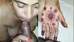 A newly married woman performs oral sex and accepts the semen in her mouth.